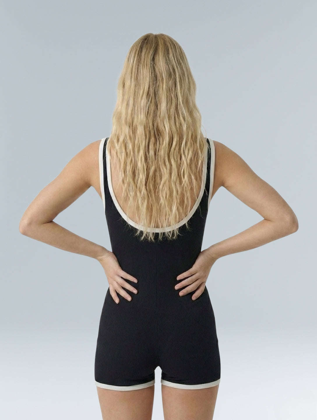 Outlined Ribbed Bodysuit - HeyShape