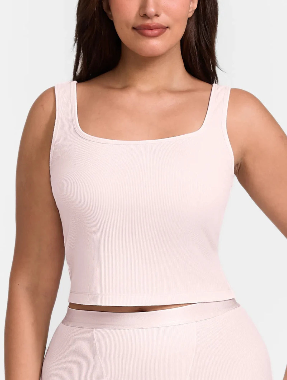Square Neck Ribbed Tank - HeyShape