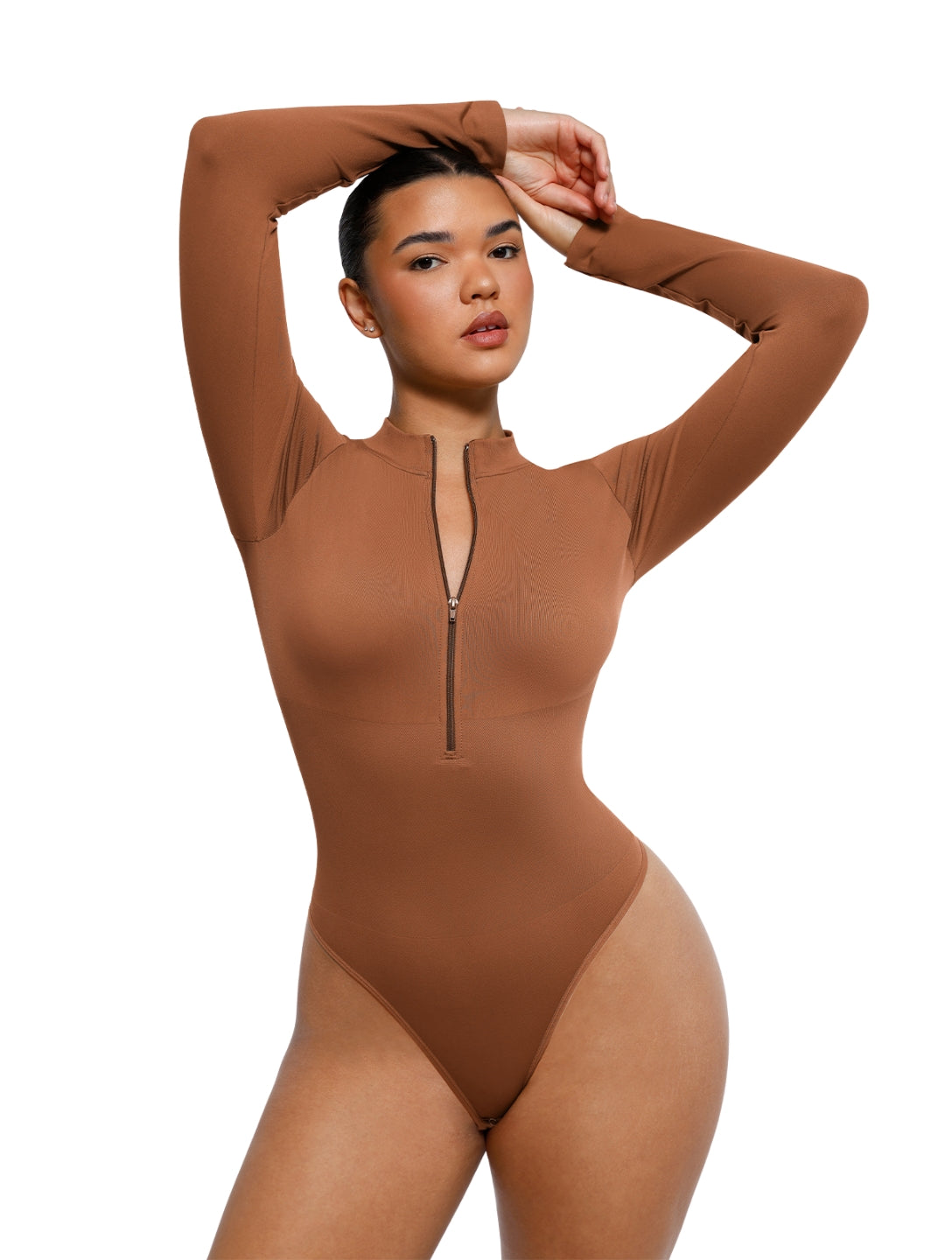 The Deep V Zip Bodysuit - HeyShape