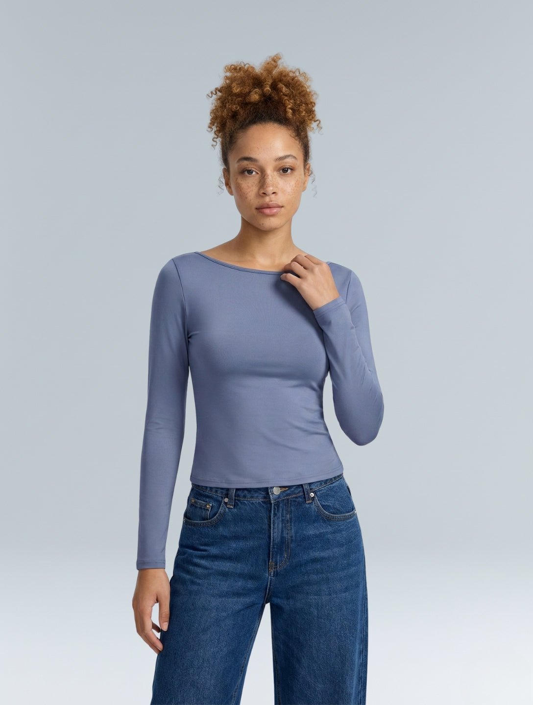 Boat Neck Long Sleeve Top