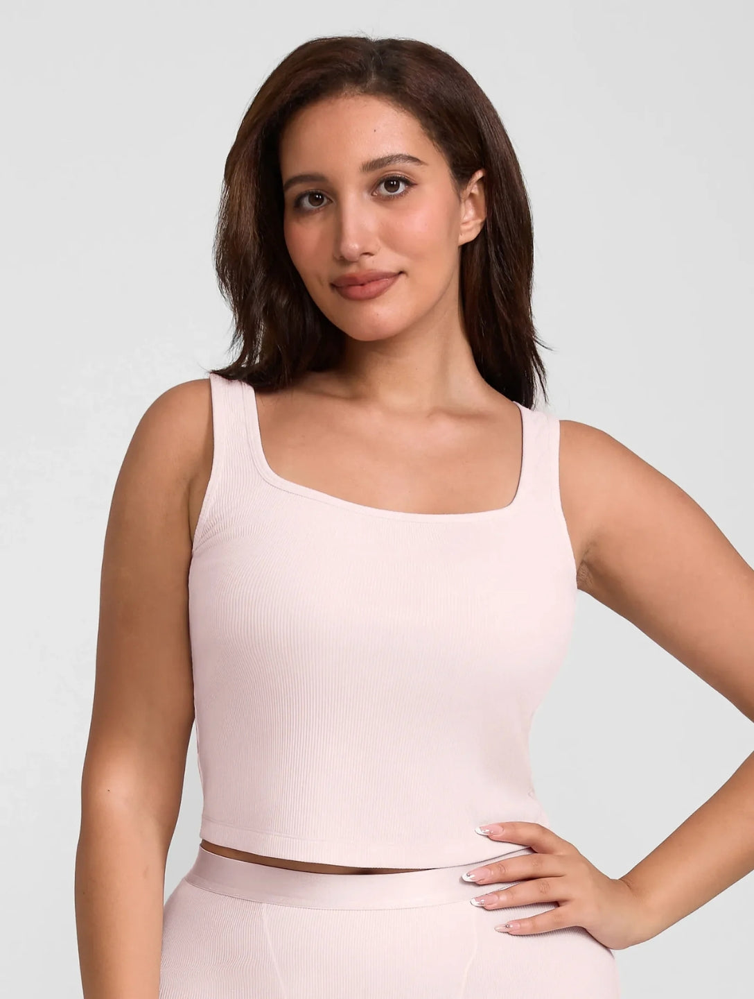 Square Neck Ribbed Tank - HeyShape