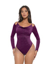 Glitter langærmet thong bodysuit