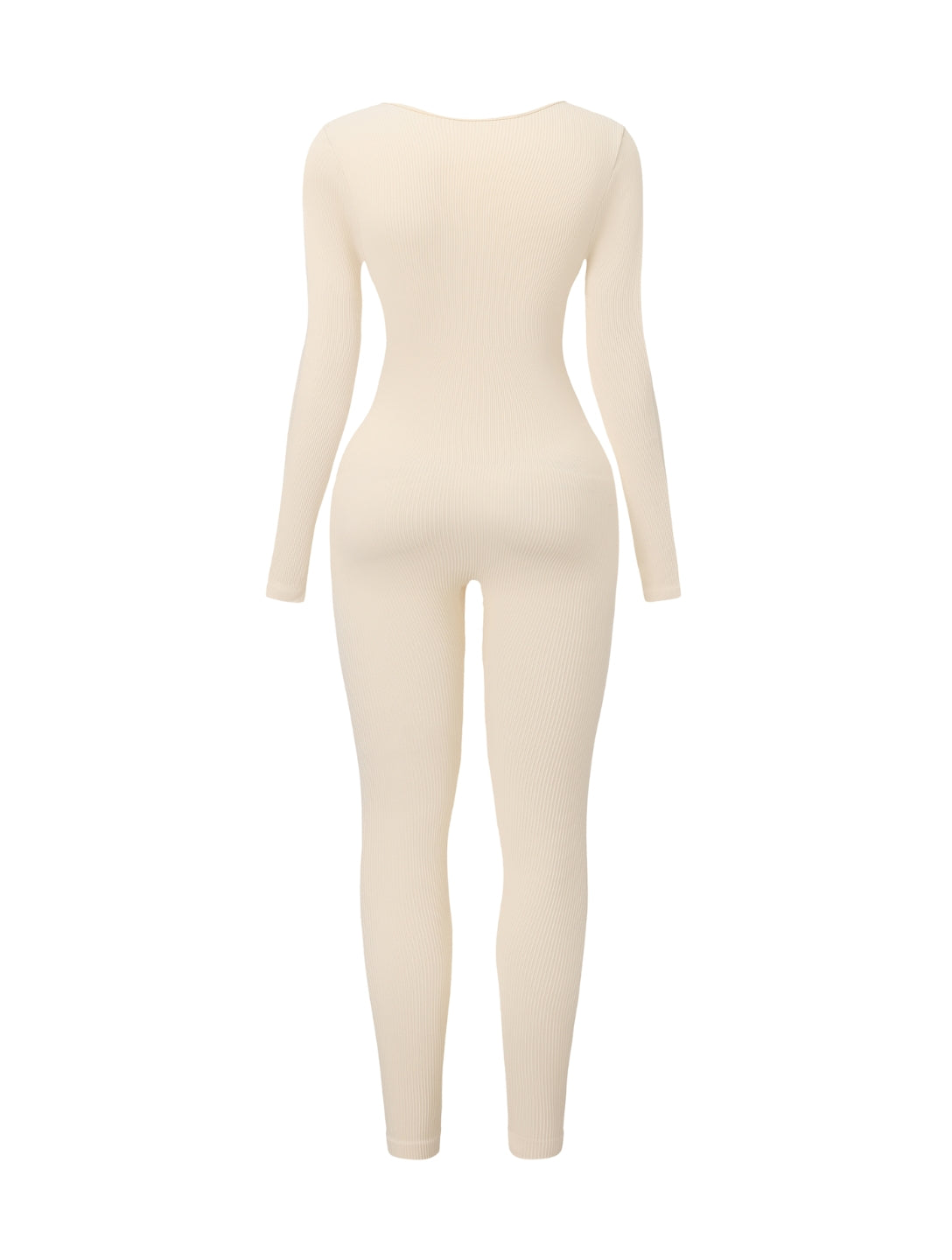 Ribbed Square Neck Jumpsuit - HeyShape