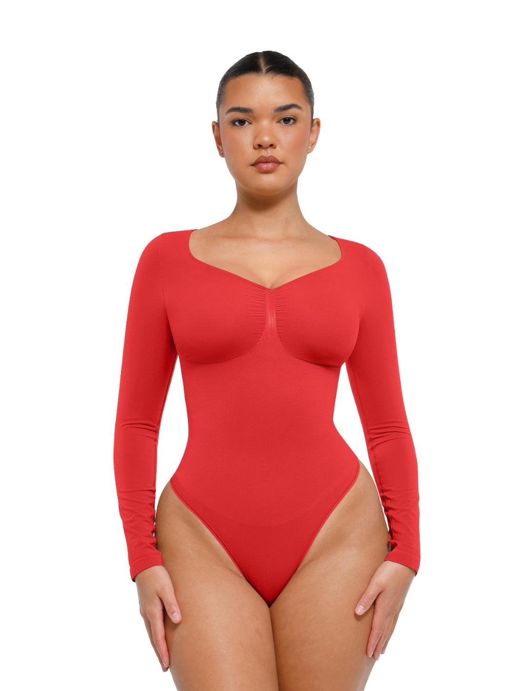 Long Sleeve Ruched Bodysuit - HeyShape