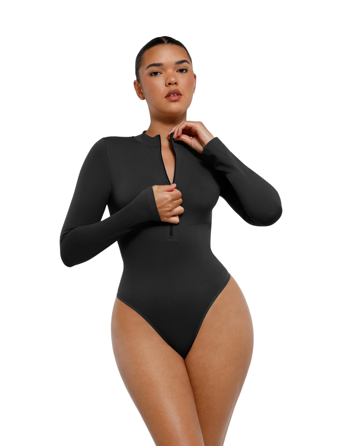 The Deep V Zip Bodysuit - HeyShape