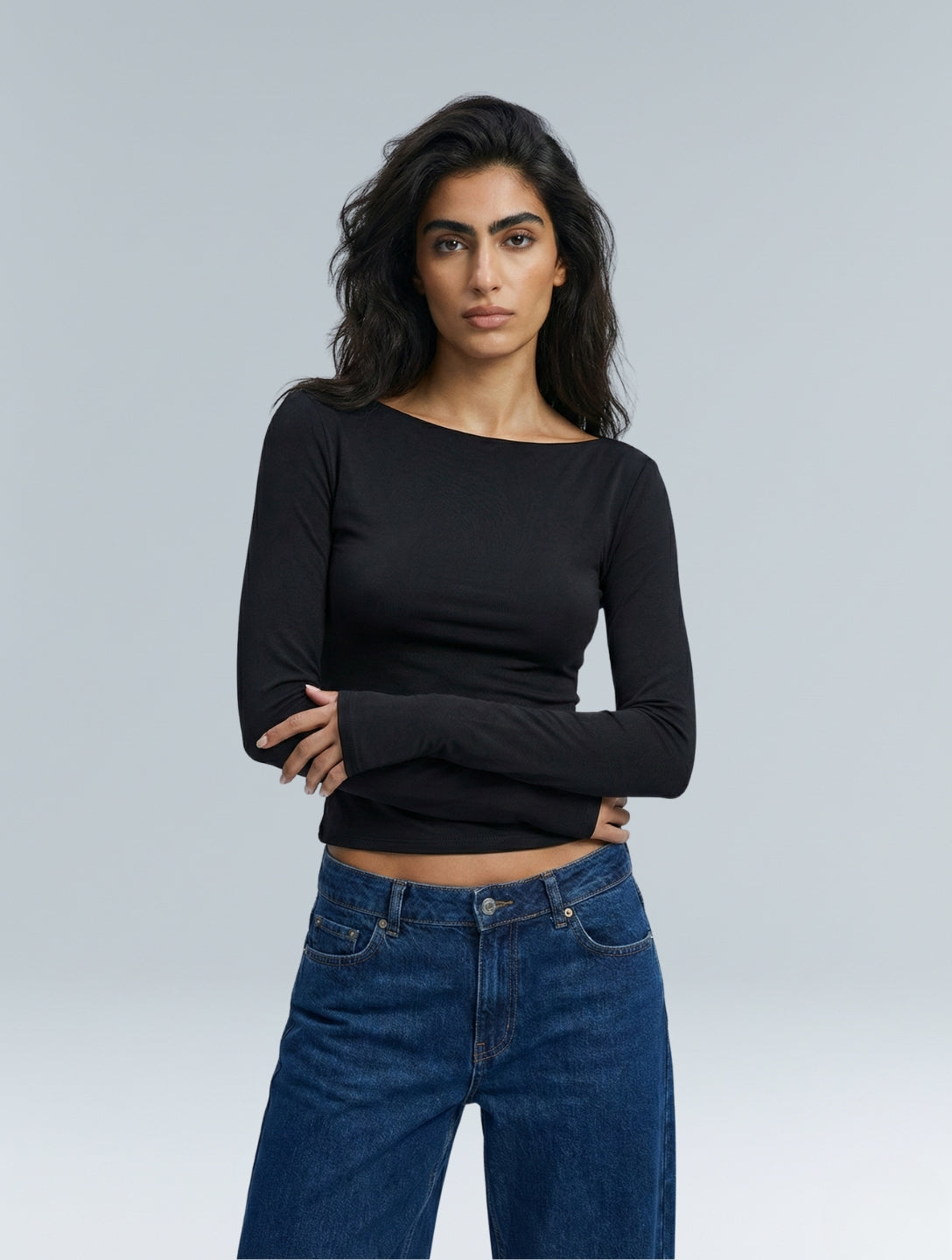 Boat Neck Long Sleeve Top