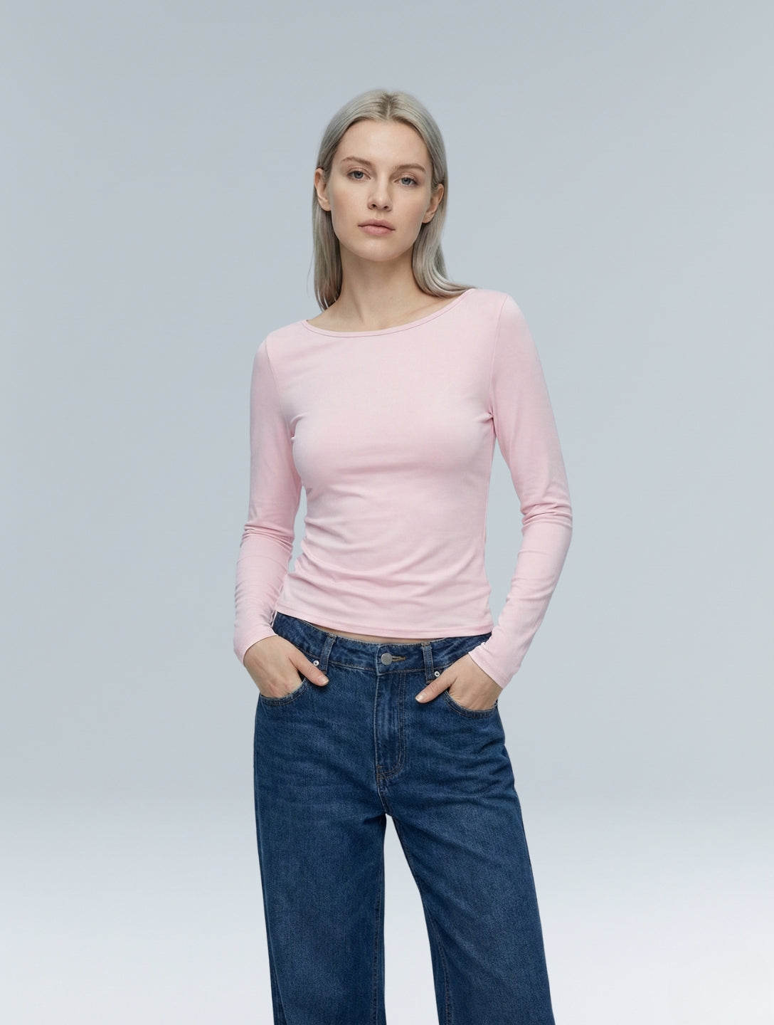 Boat Neck Long Sleeve Top