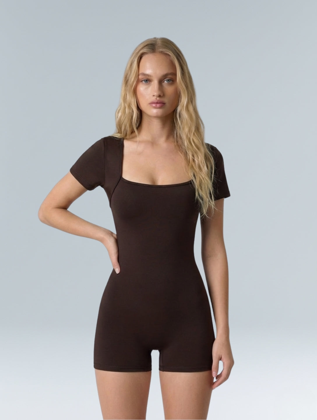 Square Neck Short Sleeve Jumpsuit