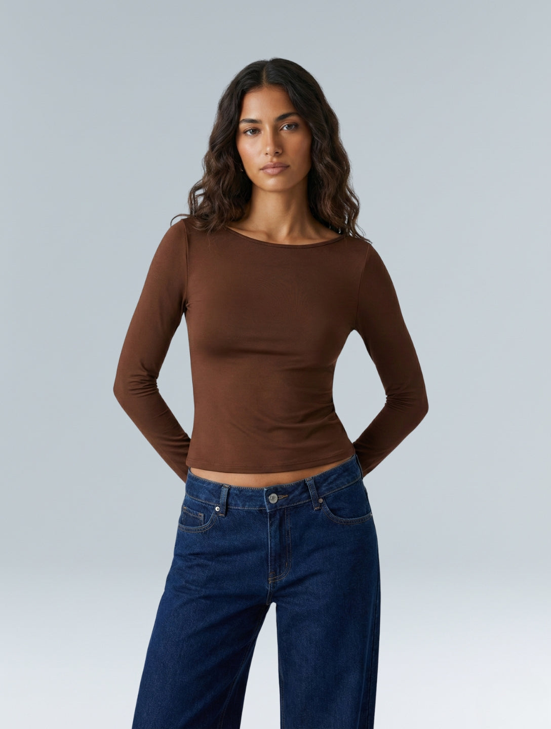 Boat Neck Long Sleeve Top