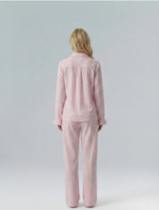 Cotton Stripe Pajama Set with Ruffle Sleeve - HeyShape