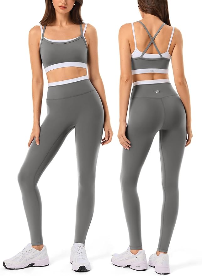 High Waisted Seamless Leggings & Double Layer Sports Bra