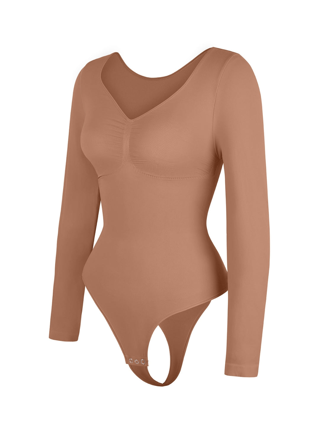Long Sleeve Ruched Bodysuit - HeyShape