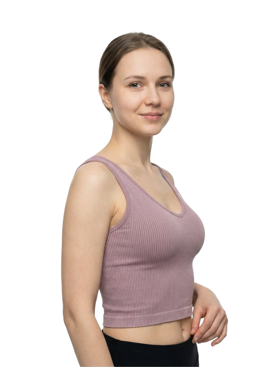 Ribbet formgivende crop-top