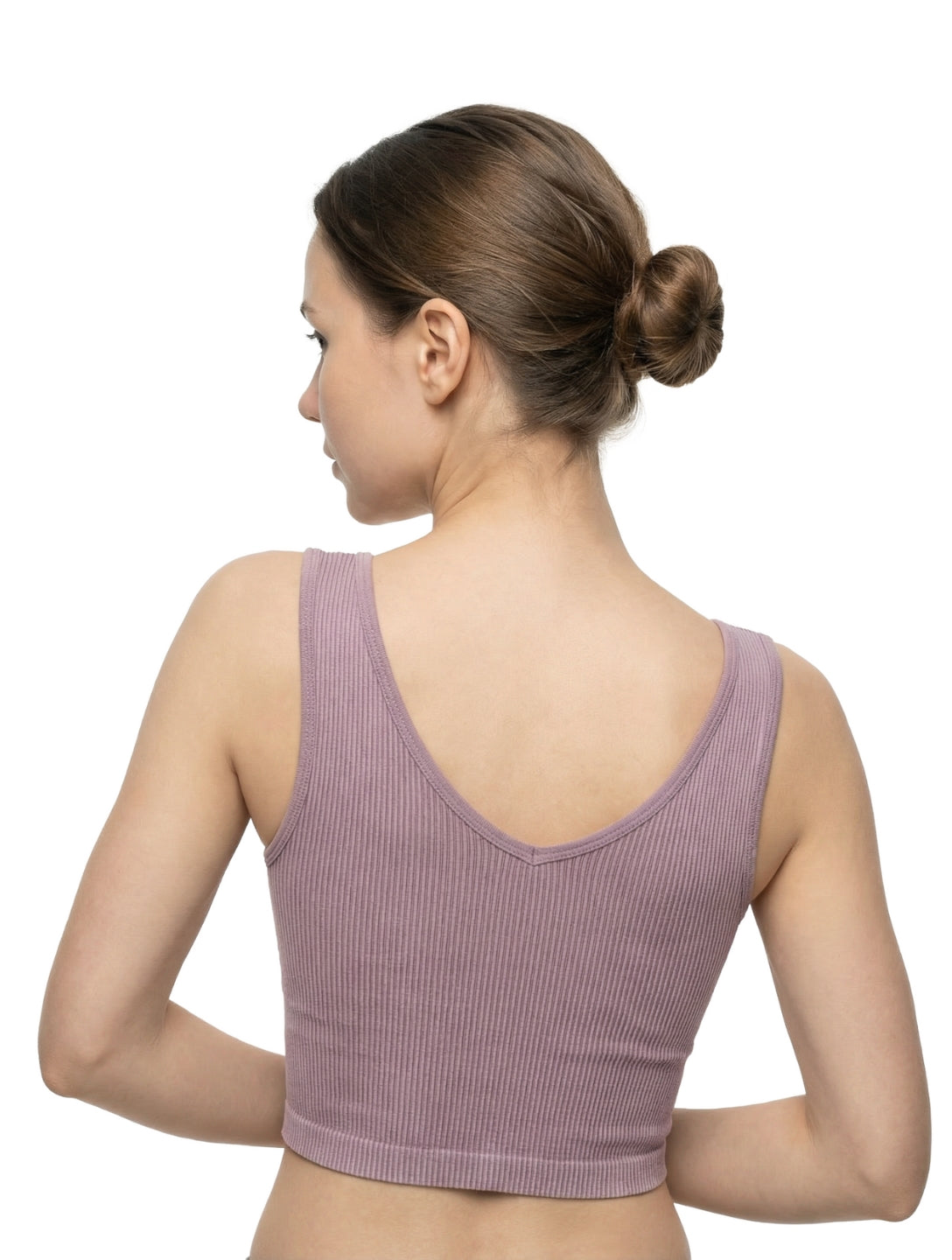 Ribbet formgivende crop-top